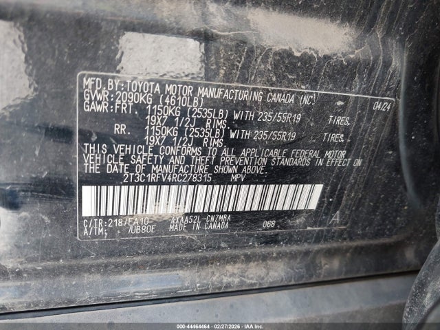Aukcja sprzedaży 2024 Toyota Rav4 Xle Premium, vin: 2T3C1RFV4RC278315, numer aukcji: 44464464