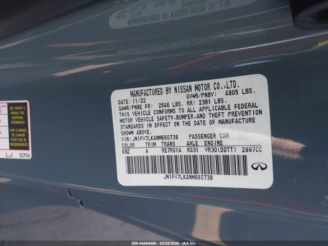 2022 INFINITI Q60 JN1FV7LK4NM660739 Photo 8