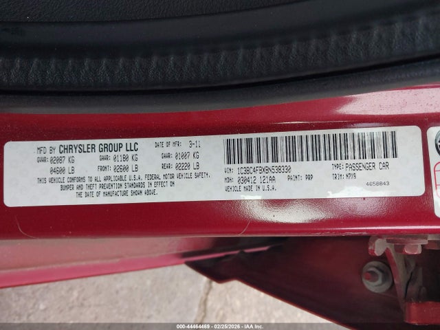 Aukcja sprzedaży 2011 Chrysler 200 Lx, vin: 1C3BC4FBXBN538330, numer aukcji: 44464469