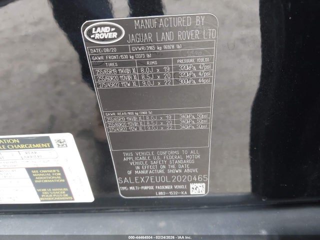 2020 LAND ROVER DEFENDER SALEX7EU0L2020465 Photo 8