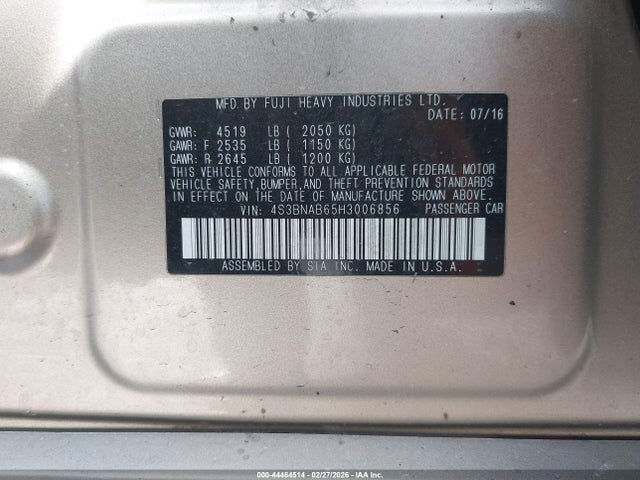 Subaru Legacy 2.5i 2017 4S3BNAB65H3006856 Image 9