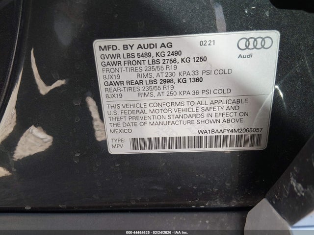 Aukcja sprzedaży 2021 Audi Q5 Premium Plus 45 Tfsi Quattro S Tronic, vin: WA1BAAFY4M2065057, numer aukcji: 44464625