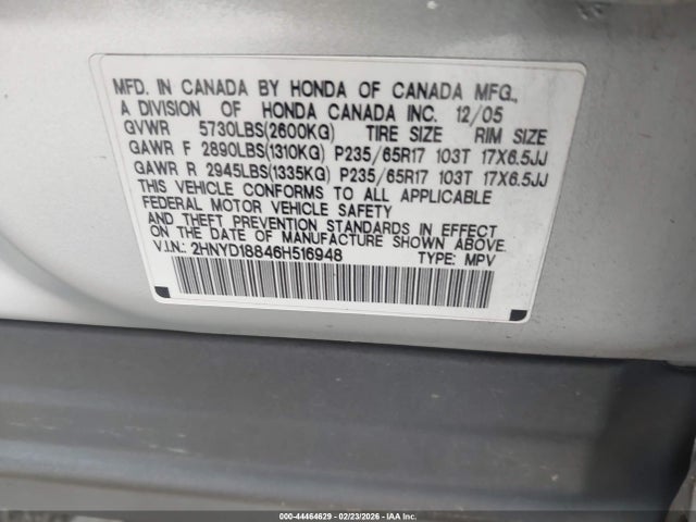 2006 ACURA MDX 2HNYD18846H516948 Photo 8