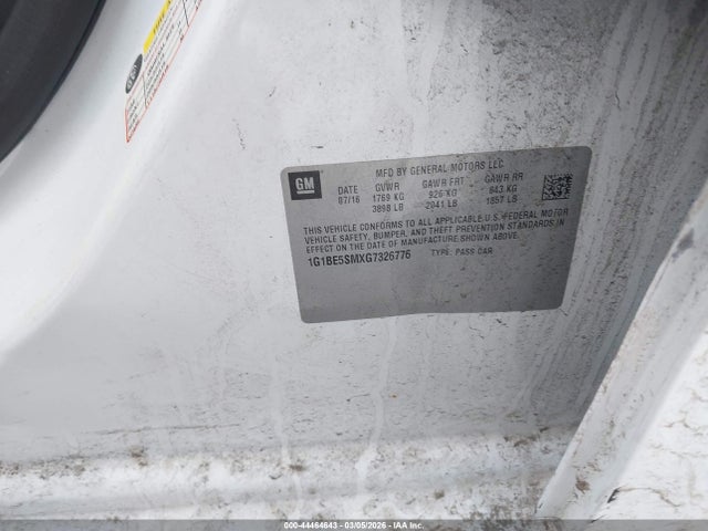 1G1BE5SMXG7326776 Chevrolet Cruze Lt Auto