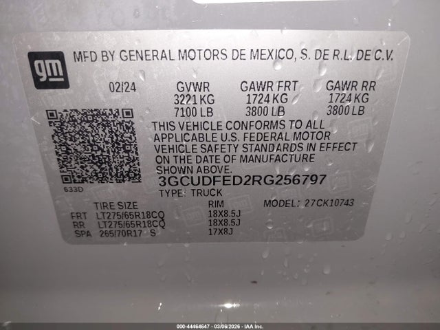 3GCUDFED2RG256797 Chevrolet Silverado 1500 4wd Standard Bed Lt Trail Boss