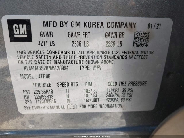 Продаж на аукціоні авто 2021 Buick Encore Gx Fwd Preferred, vin: KL4MMBS20MB130994, номер лоту: 44464669