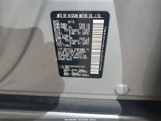 Продаж на аукціоні авто 2014 Infiniti Qx80, vin: JN8AZ2NF0E9551328, номер лоту: 44464693