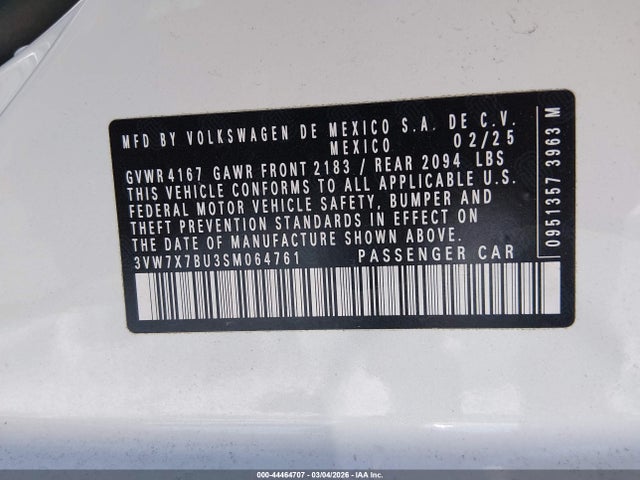 3VW7X7BU3SM064761 Volkswagen Jetta 1.5t Se