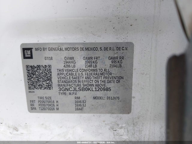 Chevrolet Trax Lt 2019 3GNCJLSB0KL120985 Image 9