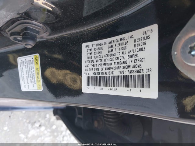 Honda Accord Ex-l V-6 2015 1HGCR3F81FA035393 Image 9
