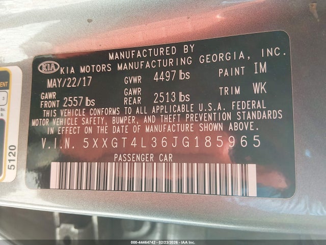 5XXGT4L36JG185965 KIA Optima Lx
