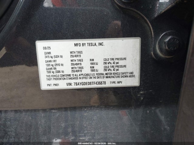 2026 TESLA MODEL Y 7SAYGDED8TF436878 Photo 8