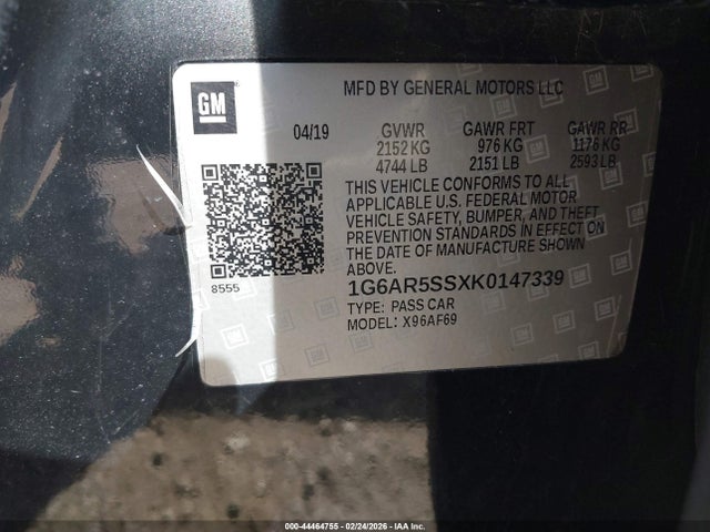Продажа на аукционе авто 2019 Cadillac Cts Luxury, vin: 1G6AR5SSXK0147339, номер лота: 44464755
