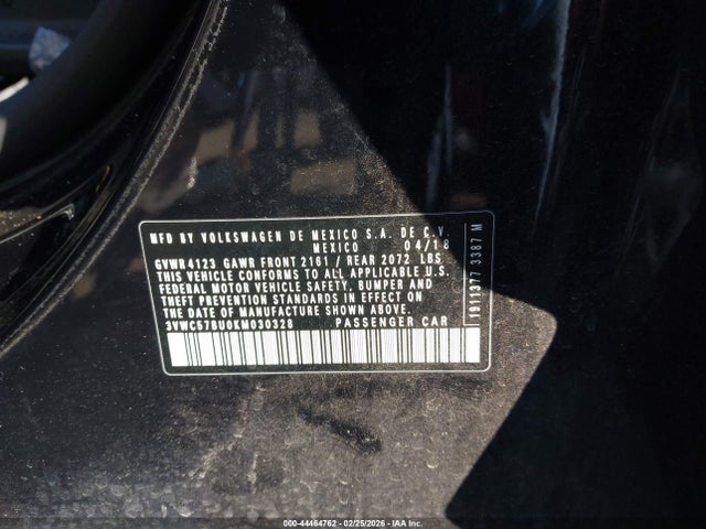 3VWC57BU0KM030328 Volkswagen Jetta 1.4t R-line/1.4t S/1.4t Se