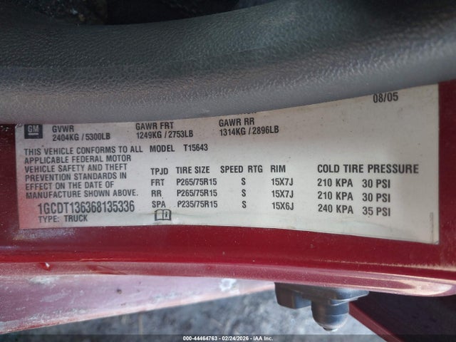 2006 CHEVROLET COLORADO 1GCDT136368135336 Photo 8