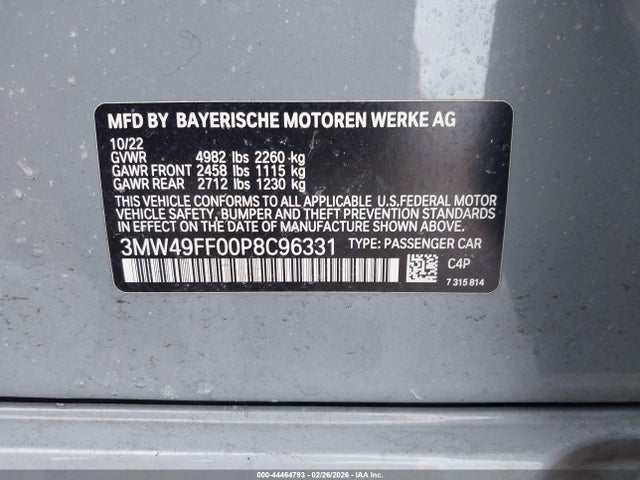 Aukcja sprzedaży 2023 Bmw M340i M340i Xdrive, vin: 3MW49FF00P8C96331, numer aukcji: 44464793