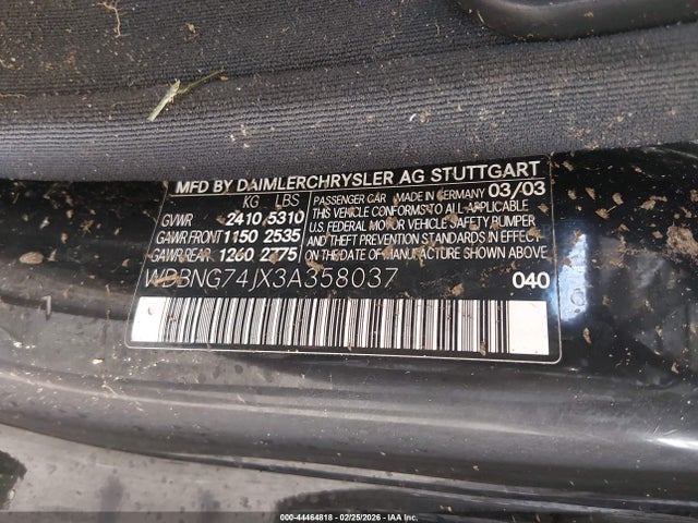 Aukcja sprzedaży 2003 Mercedes-benz S 55 Amg, vin: WDBNG74JX3A358037, numer aukcji: 44464818