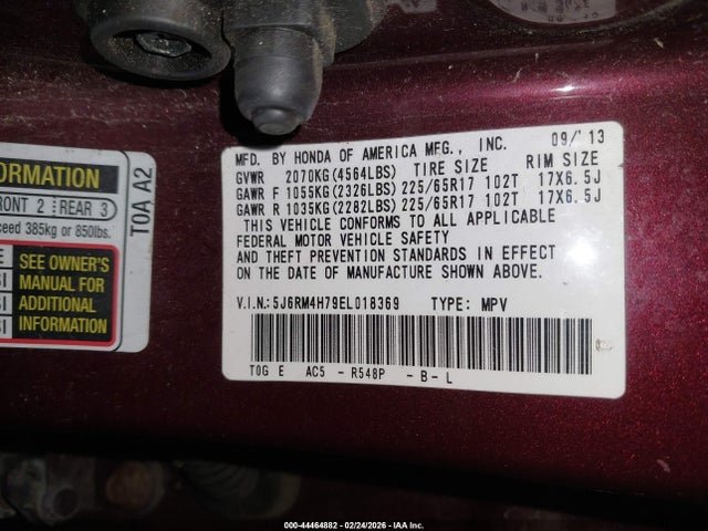 2014 HONDA CR-V 5J6RM4H79EL018369 Photo 8