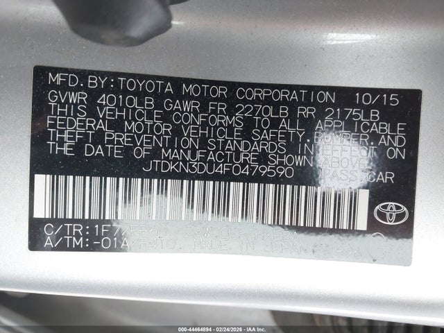 2015 TOYOTA PRIUS JTDKN3DU4F0479590 Photo 8