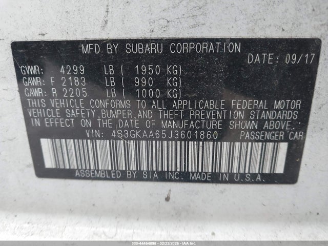 4S3GKAA65J3601860 Subaru Impreza 2.0i