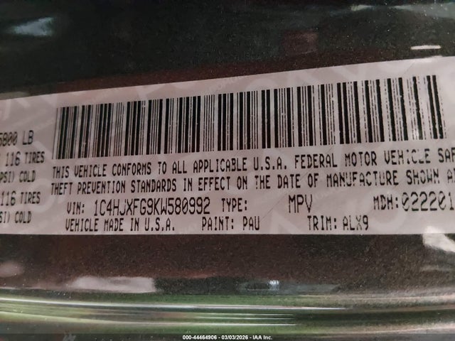 2019 JEEP WRANGLER UNLIMITED 1C4HJXFG9KW580992 Photo 8