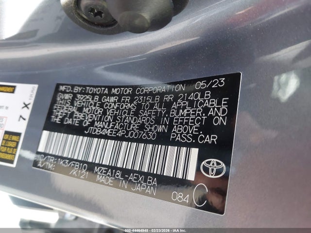 JTDB4MEE4PJ007630 Toyota COROLLA LE