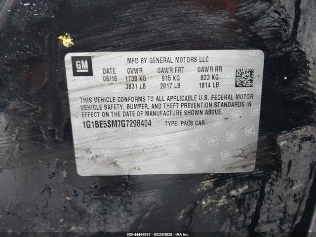 1G1BE5SM7G7298404 Chevrolet Cruze Lt Auto