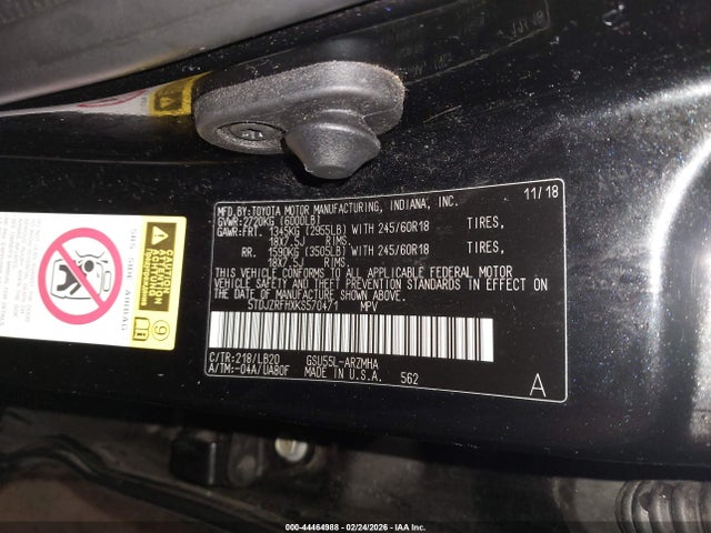 5TDJZRFHXKS570471 Toyota Highlander Xle