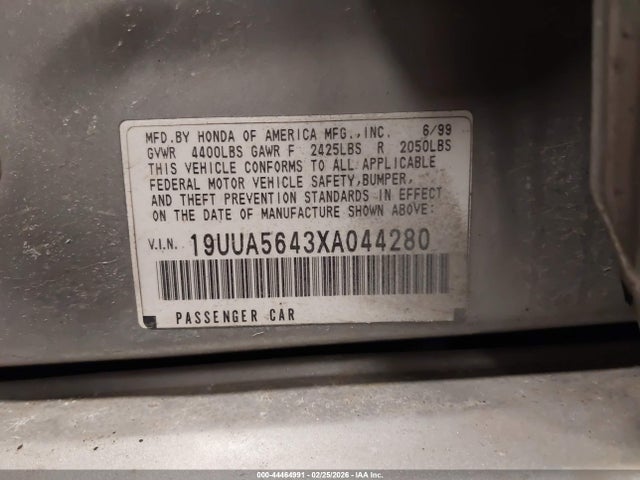 1999 Acura Tl 3.2 მანქანა იყიდება აუქციონზე, vin: 19UUA5643XA044280, აუქციონის ნომერი: 44464991