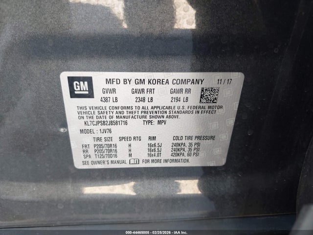 Chevrolet Trax Lt 2018 KL7CJPSB2JB581716 Image 9