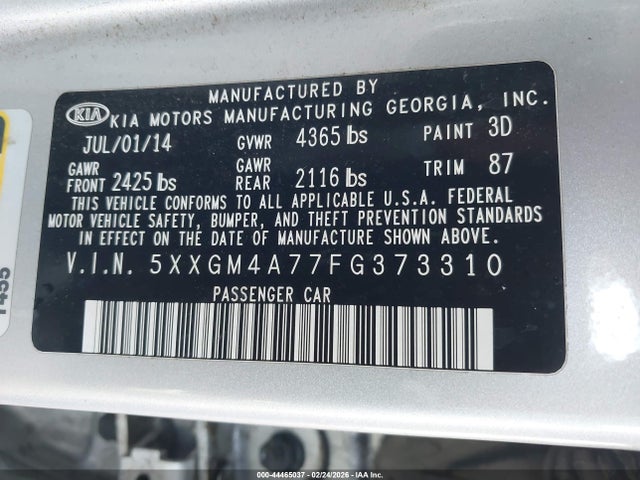 5XXGM4A77FG373310 KIA Optima Lx
