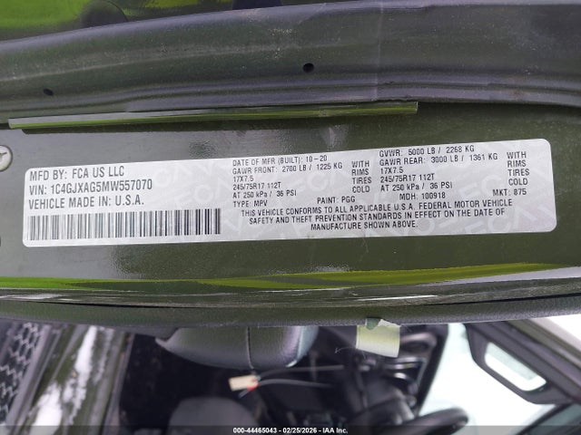 1C4GJXAG5MW557070 Jeep Wrangler Sport 4x4