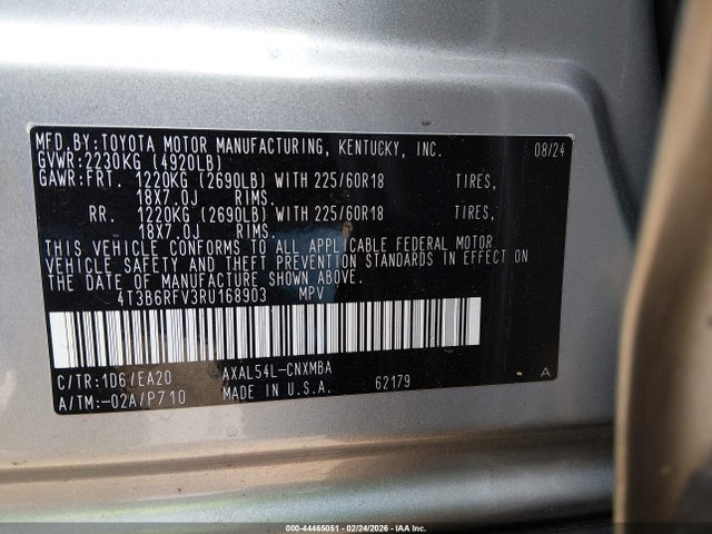 Aukcja sprzedaży 2024 Toyota Rav4 Hybrid Xle Premium, vin: 4T3B6RFV3RU168903, numer aukcji: 44465051