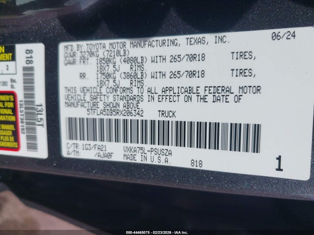 Toyota Tundra Sr5 2024 5TFLA5DB5RX206342 Image 9
