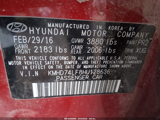 Продажа на аукционе авто 2017 Hyundai Elantra Se, vin: KMHD74LF8HU128636, номер лота: 44465098