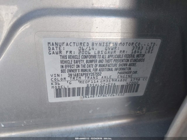 Nissan SENTRA S 2014 3N1AB7AP8EY267552 Image 9