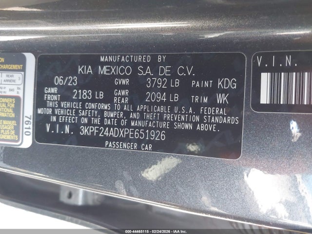 3KPF24ADXPE651926 KIA Forte Lxs