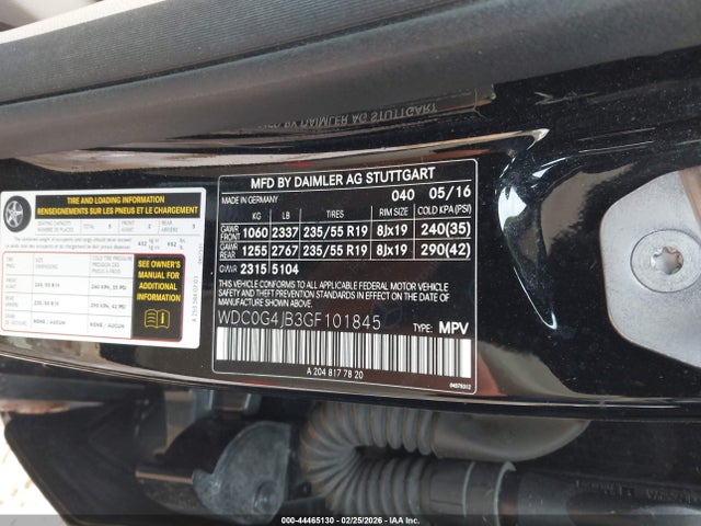 Aukcja sprzedaży 2016 Mercedes-benz Glc 300, vin: WDC0G4JB3GF101845, numer aukcji: 44465130