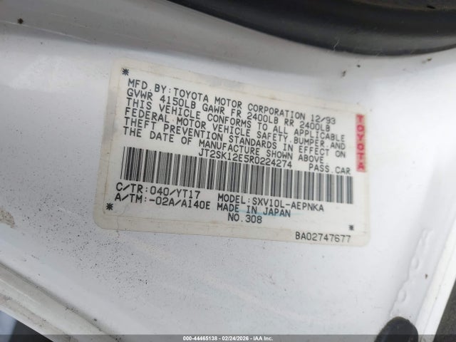 1994 TOYOTA CAMRY JT2SK12E5R0224274 Photo 8