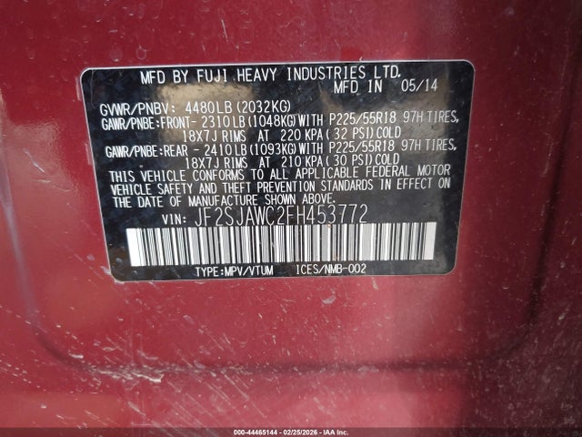 JF2SJAWC2FH453772 Subaru Forester 2.5i Touring