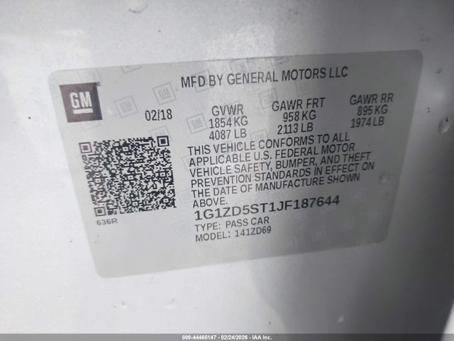 1G1ZD5ST1JF187644 Chevrolet MALIBU LT