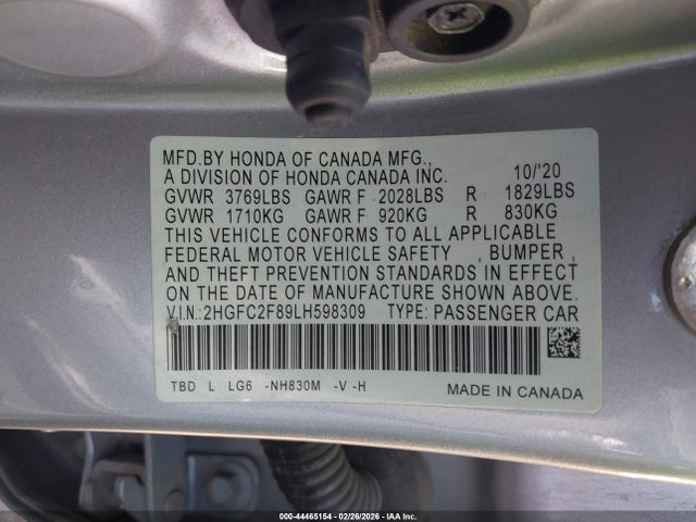Honda Civic Sport 2020 2HGFC2F89LH598309 Image 9
