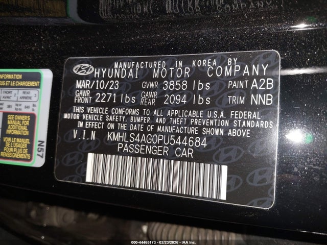 KMHLS4AG0PU544684 Hyundai ELANTRA SEL