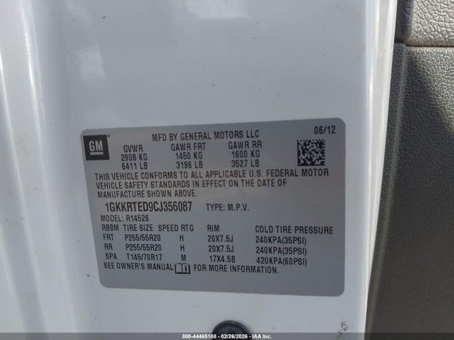 Продажа на аукционе авто 2012 Gmc Acadia Denali, vin: 1GKKRTED9CJ356087, номер лота: 44465188