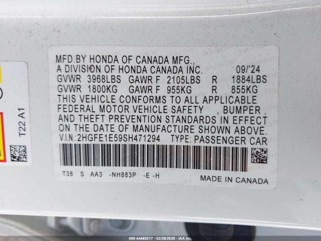 2025 HONDA CIVIC SI 2HGFE1E59SH471294 Photo 8