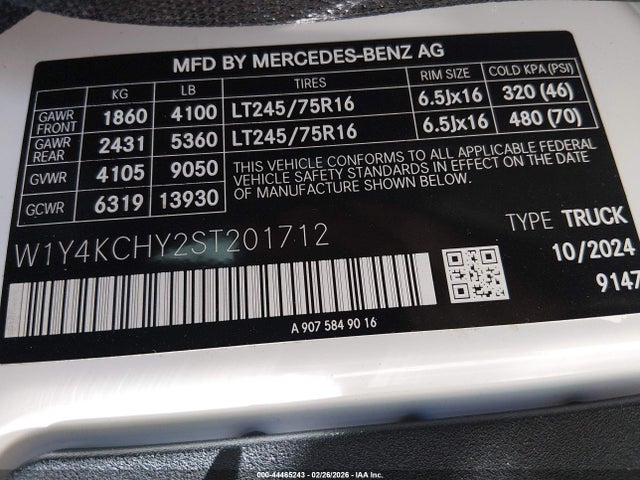 W1Y4KCHY2ST201712 Mercedes-Benz Sprinter 2500 High Roof 4-cyl Diesel