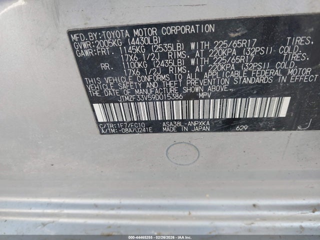 2009 TOYOTA RAV4 JTMZF33V59D015386 Photo 8