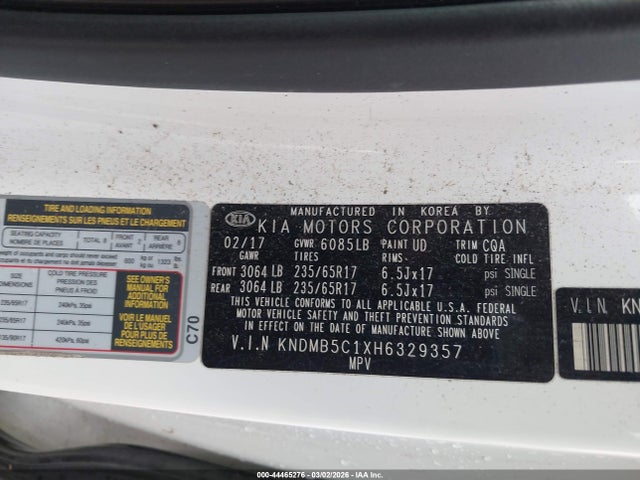 KIA SEDONA LX 2017 KNDMB5C1XH6329357 Image 9