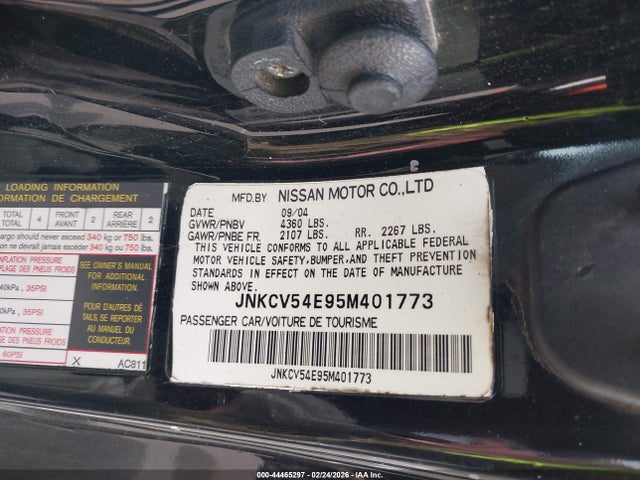 Aukcja sprzedaży 2005 Infiniti G35, vin: JNKCV54E95M401773, numer aukcji: 44465297