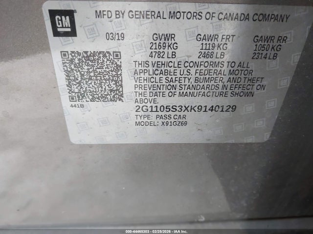 2G1105S3XK9140129 Chevrolet Impala Premier